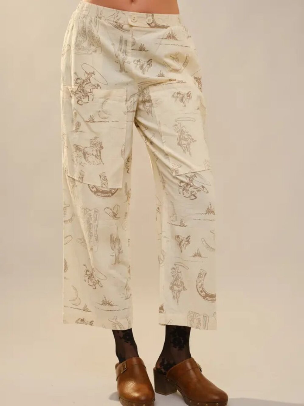 Western Motif Wide Leg Pants NEW